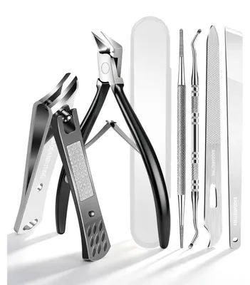 Immagine prodotto di Kit per la cura delle unghie dei piedi, 6 pezzi, ideale per unghie incarnite e unghie dure | Acciaio inossidabile | Set professionale per la pedicure