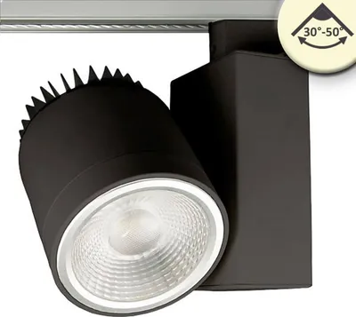 Produktbild von ISOLED 3-PH Schienen-Strahler fokussierbar, 35W, 30°-50°, schwarz matt, 3000K, CRI92