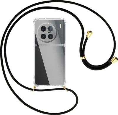 Produktbild von Handykette Backcover-Schutzhülle mit Band (Metall goldfarben) für vivo X90 Pro Plus (V2227A, 6.78'') - schwarz