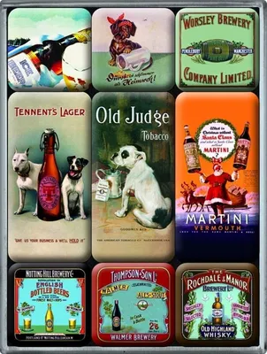 Produktbild von Nostalgic-Art - 9tlg. Magnetset - Bier, Martini, Whisky