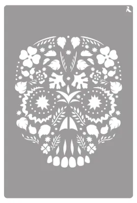 Image de La Pajarita pochoir fleurs tête de mort peinture décorative 20x30cm