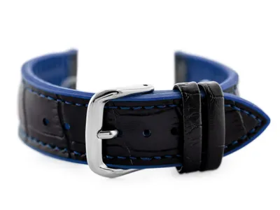 Zdjęcie produktu dla Gumowy pasek do zegarka U18 - czarny/granatowy - 22 mm