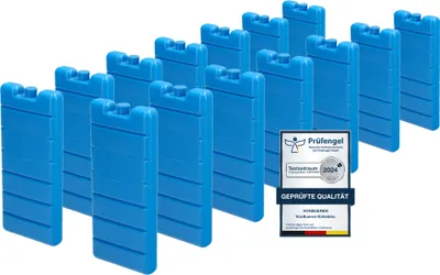 Produktbild von VonBueren 14 x Kühlakkus für Kühltasche | 12h Lange Kühlung | ca. 200 g je Kühlakku | ca. 7,4 x 16,7 x 2,1 cm | auch für Kühlbox