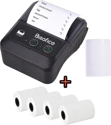 Produktbild von Aibecy Bluetooth 58-mm-2-Zoll-Thermoempfangsdrucker Mini-USB-Rechnung POS-Unterstuetzung fuer mobile Drucker ESC / POS-Druckbefehl Kompatibel mit Android / iOS / Windows Labelprinter+4x57*40mm Thermopapier