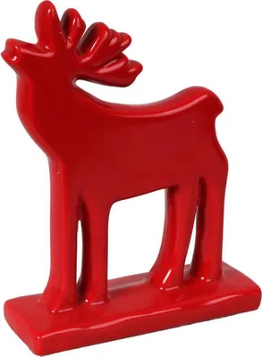 Zdjęcie produktu dla Świąteczna Figurka Renifera Ceramicznego w Kolorze Czerwonym