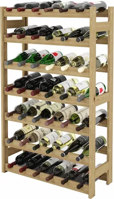 Produktbild von Lenmar, drewniany regał na wino, na butelki, RW-1, RW-1-42, 102 X 63 x 25 cm, 7 leżaków, 42 butelek, regał na butelki, regał do piwnicy, naturalny