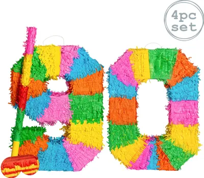Produktbild von Fax Potato Fax Potato Pinata Set mit Stick & Blindfold - 90. Geburtstag / Jahrestag - Rainbow