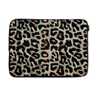 Produktbild von MuchoWow® Laptop Hülle 13 Zoll Pantherdruck - Schwarz - Braun - Luxus Laptoptasche - Laptophülle - Sleeve - Rundumschutz