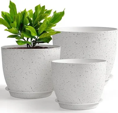 Produktbild von Weiß gefleckte Blümpott 3er Set 25-23-20cm