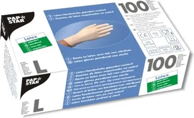 Immagine prodotto di 100 guanti in lattice in polvere bianchi taglia L