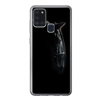 Produktbild von MuchoWow® Handyhülle Schutzhülle Hülle für Samsung Galaxy A21s Pferd - Leicht - Schwarz Silikon Softcase Handy Hülle - Hartschale
