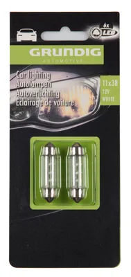 Image de Ampoules LED Grundig C5W pour voiture, 36 mm, 12 V, blanches, lot de 2, 6 LED