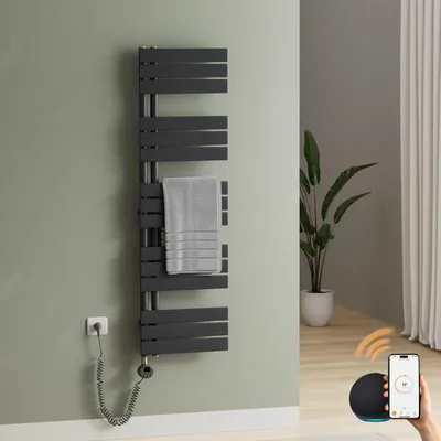 Produktbild von S'AFIELINA 1320×400mm Handtuchheizkörper Elektrisch, Badheizkörper Elektrisch mit Thermostat,WiFi,programmierbarem Timer,LCD-Anzeige,600 W,Anthrazit