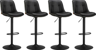 Produktbild von VASAGLE Barhocker 4er Set, höhenverstellbar, drehbar, mit Rückenlehne und Fußstütze, Tintenschwarz
