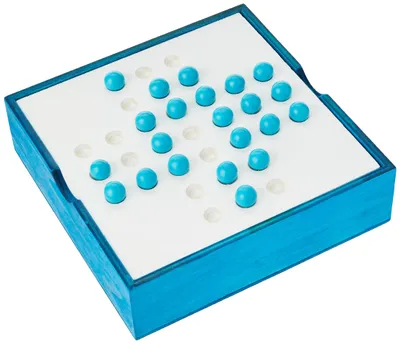 Produktbild von Hra Solitaire – Holzkugeln – Spielbrett 14 x 14 cm – 33 Kugeln – Kompakte Größe, ideal für unterwegs