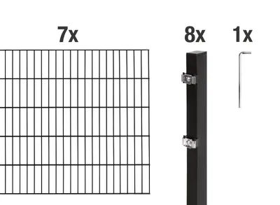 Immagine prodotto di Recinzione a doppia barra Alberts 627911, set completo da 16 elementi, nero opaco, altezza 120 cm, lunghezza 14 m