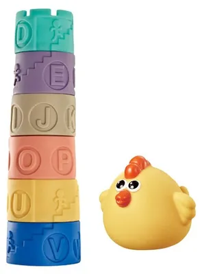 Produktbild von Baby Montessori Stapelturm Huhn - 7 Teile - Weiches Stapelspielzeug ab 6 Monaten