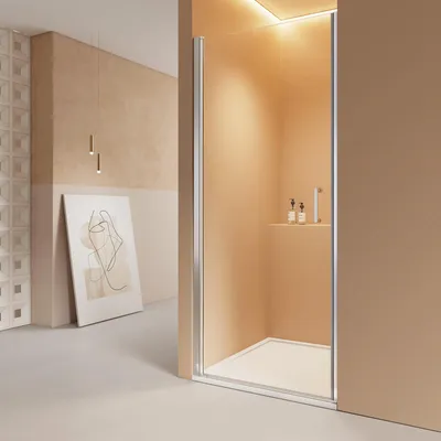 Immagine prodotto di Porta doccia EMKE 80x195 cm nicchia porta battente porta a bilico, vetro di sicurezza Nano ESG da 6 mm su entrambi i lati, altezza 1850 mm, incl. profilo magnetico a parete e funzione di sollevamento/abbassamento