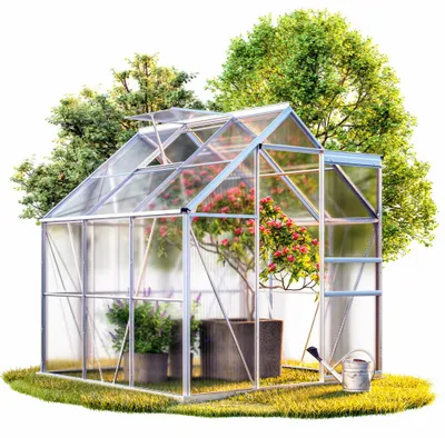 Produktbild von GARDEBRUK® Aluminium Gewächshaus 3,6m² mit Fundament 190x190cm inkl. Dachfenster Treibhaus Garten Frühbeet Aufzucht 5,8m³