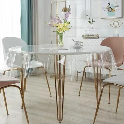 Produktbild von Runde transparente Tischdecke 120 cm | Abwaschbare PVC Tischdecke für Schutz und Dekoration