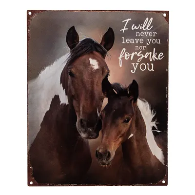 Produktbild von Clayre & Eef Textschild 20x25 cm Braun Eisen Pferde
