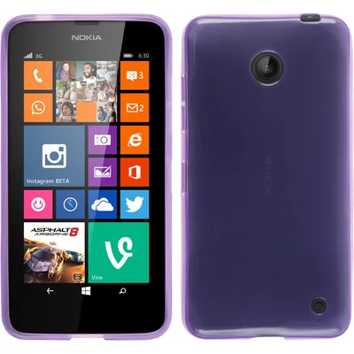 Produktbild von PhoneNatic Case kompatibel mit  Nokia Lumia 630 - lila Silikon Hülle transparent + 2 Schutzfolien