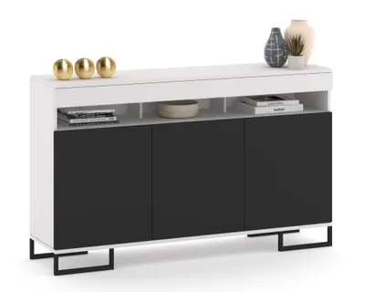 Produktbild von Große Kommode Fernsehschrank LUNA 3D Weiß Matt/Schwarz 120cm