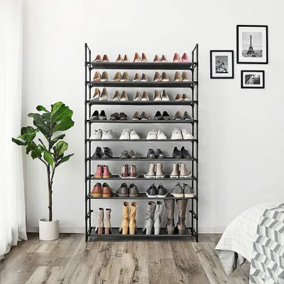 Produktbild von Schuhregal mit 10 Böden für 50 paar Schuhe Schuhschrank Schuhablage Schwarz