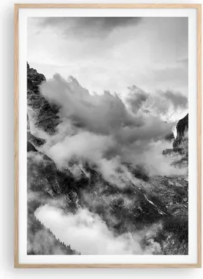 Produktbild von Gerahmtes Poster - Rahmen in heller Eiche - Berge Nebel Gipfel - 70x100 cm - Wand Bild - Wanddeko - Wandbilder - Wandposter - Bilderrahmen - Bilder - Kunstdruck - Wandbild - P2NPA70x100-3664