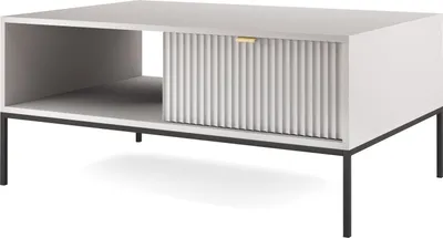 Produktbild von NOVA Couchtisch mit Schublade, Goldgriff, Grau, Metallbeine Schwarz, 104x104x46 cm
