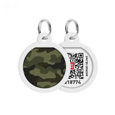 Zdjęcie produktu dla Identyfikator zwierzaka dla psa kota z paszportem QR Globalny system wyszukiwania zagubionych zwierząt Cyfrowy identyfikator psa Zielony kamuflaż