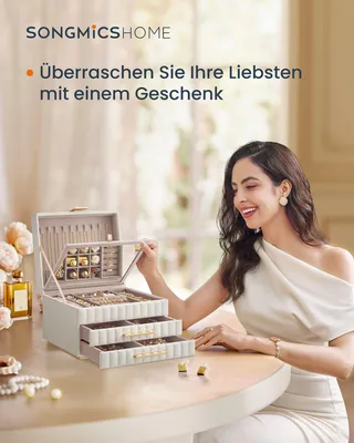 Produktbild von Schmuckschatulle – Organizer – Aufbewahrungsbox – Kunstleder – stilvoll – 21,5 x 24 x 15,8 cm