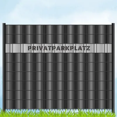 Produktbild von zaun|zu Sichtschutzstreifen mit Laser Beschriftung "PRIVATPARKPLATZ" Doppelstab Lichtgrau 2,55m
