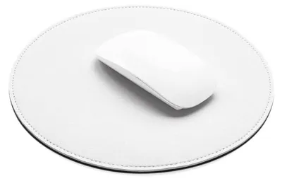 Produktbild von Mauspad rund 22 cm weiß rutschfeste Unterseite in Lederoptik