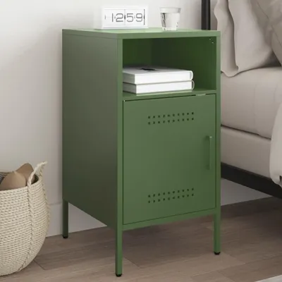 Immagine prodotto di vidaXL Comodino verde oliva 36x39x68 cm acciaio