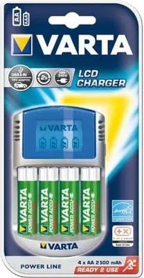 Image de Varta Power Play Chargeur LCD + 4xAA Accu 2500 mAh, 100-240 V, 50/60 Hz, 2500 mAh