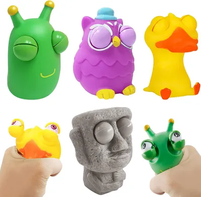 Image de Jeu de figurines articulées, lot de 4, avec des yeux proéminents, anti-stress, pour enfants et adultes