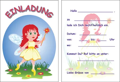 Produktbild von 8 Einladungskarten Kinder Geburtstag Einladungen Elfenkind, Elfe Fee Märchen zaubern