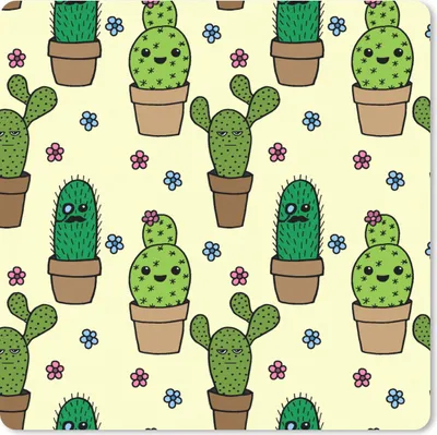 Produktbild von MuchoWow® Mauspad Mousepad Muster - Kaktus - Blumen 30x30 cm - Mousepads - Maus Mat - Pad - Mausunterlage - Gaming