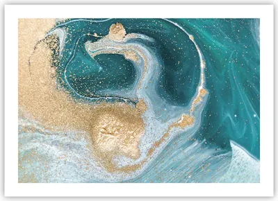 Produktbild von Poster - Poster ohne Rahmen - Golden Türkis Hintergrund - 70x50 cm - Wand Bild - Wanddeko - Wandbilder - Kunstposter - Wandposter - Bilder - Kunstdruck - Wanddekoration - Wandbild - P2XAA70x50-4969