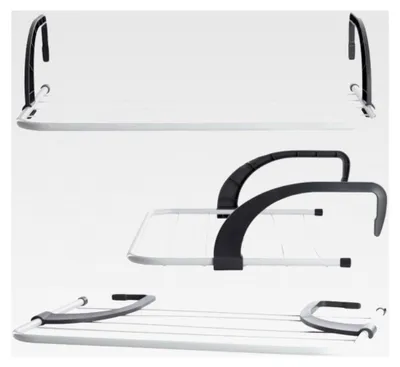 Produktbild von 2 Wäschetrockner Ständer, Metall/Kunststoff, 50 cm Breite, 33 cm Tiefe, 3 m Trockenlänge, verstellbare und klappbare Arme, für Bekleidung, Bodenmontage, Heizkörper, Balkon, Badewanne, Tür