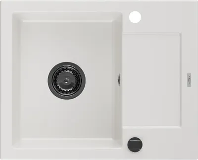 Image de Enzo granit évier 1 avec égouttoir 576 x 465 mm, blanc, + siphon graphite (6506571005-20-B)
