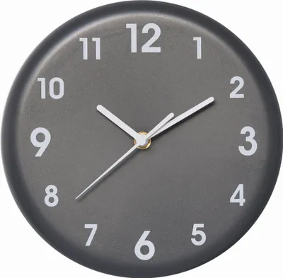 Obrázek produktu pro MPM-Quality Glavier – Nástěnné kulaté hodiny plastové, quartz strojek, šedé, průměr 24 cm, arabské číslice