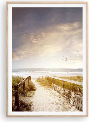 Produktbild von Gerahmtes Poster - Rahmen in heller Eiche - Meer Weg Strand - 70x100 cm - Wand Bild - Wanddeko - Wandbilder - Kunstposter - Wandposter - Bilderrahmen - Bilder - Kunstdruck - P2NPA70x100-5190