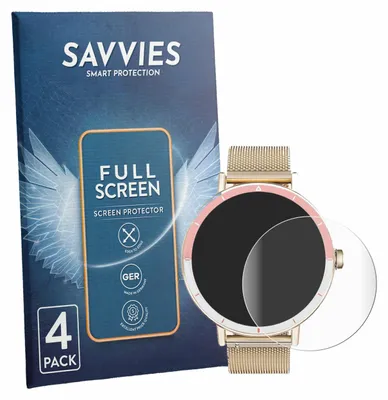 Produktbild von 4x Savvies Fullscreen Schutzfolie für Keeponfit Smartwatch 1.27" Displayschutz Folie Fullcover Klar Transparent