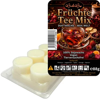 Produktbild von WonderWax Duftwachs Wax Melts für Duftlampe, 6 Kreise Duftmelt Wachsmelt Sojawachs Duftwachs Würfel für Raumdüfte, Wachs Duftöl Winter Indoor Schmelzen für Aromalampe Früchte Tee Mix