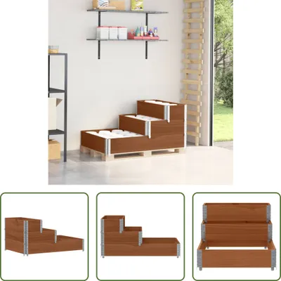Image de The Living Store Rehausse de palette 3-fois Marron 120x80 cm Pin massif