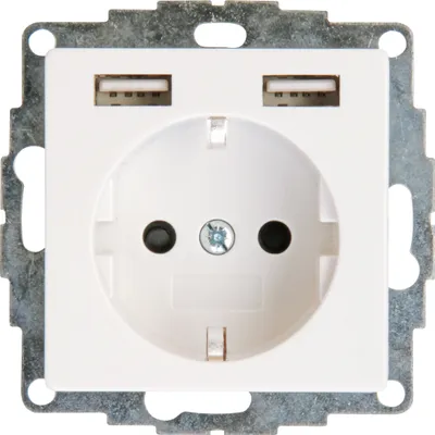 Produktbild von Kopp Athenis  Reinweiß Schutzkontakt-Steckdose mit 2 USB-Anschlüssen