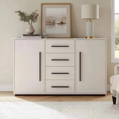 Produktbild von Modena K2D4SZ Kommode 150 cm – moderne Anrichte mit 4 Schubladen und 2 Türen, funktionaler Stauraumschrank für Wohnzimmer, Schlafzimmer und Flur (Kaschmir)