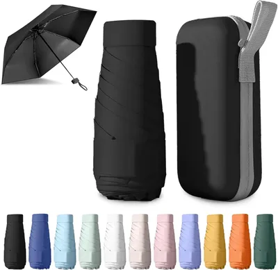 Produktbild von Faltbarer Regenschirm, klein, UV-beständig, im Mini-Taschenformat, leicht und tragbar, geeignet für sonnige und regnerische Tage